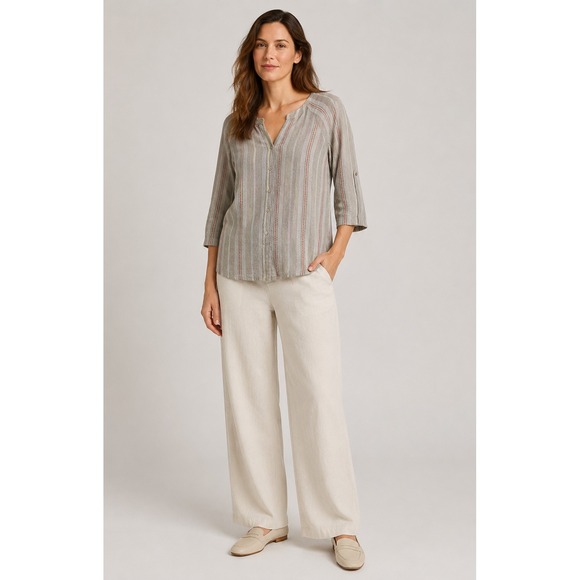 Christopher & Banks Tops - Christopher & Banks Button Front Shirt‎ Womens S White Embroidered Linen Beachy